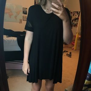 Brandy Melville Black T-shirt Dress W Mesh Sleeves